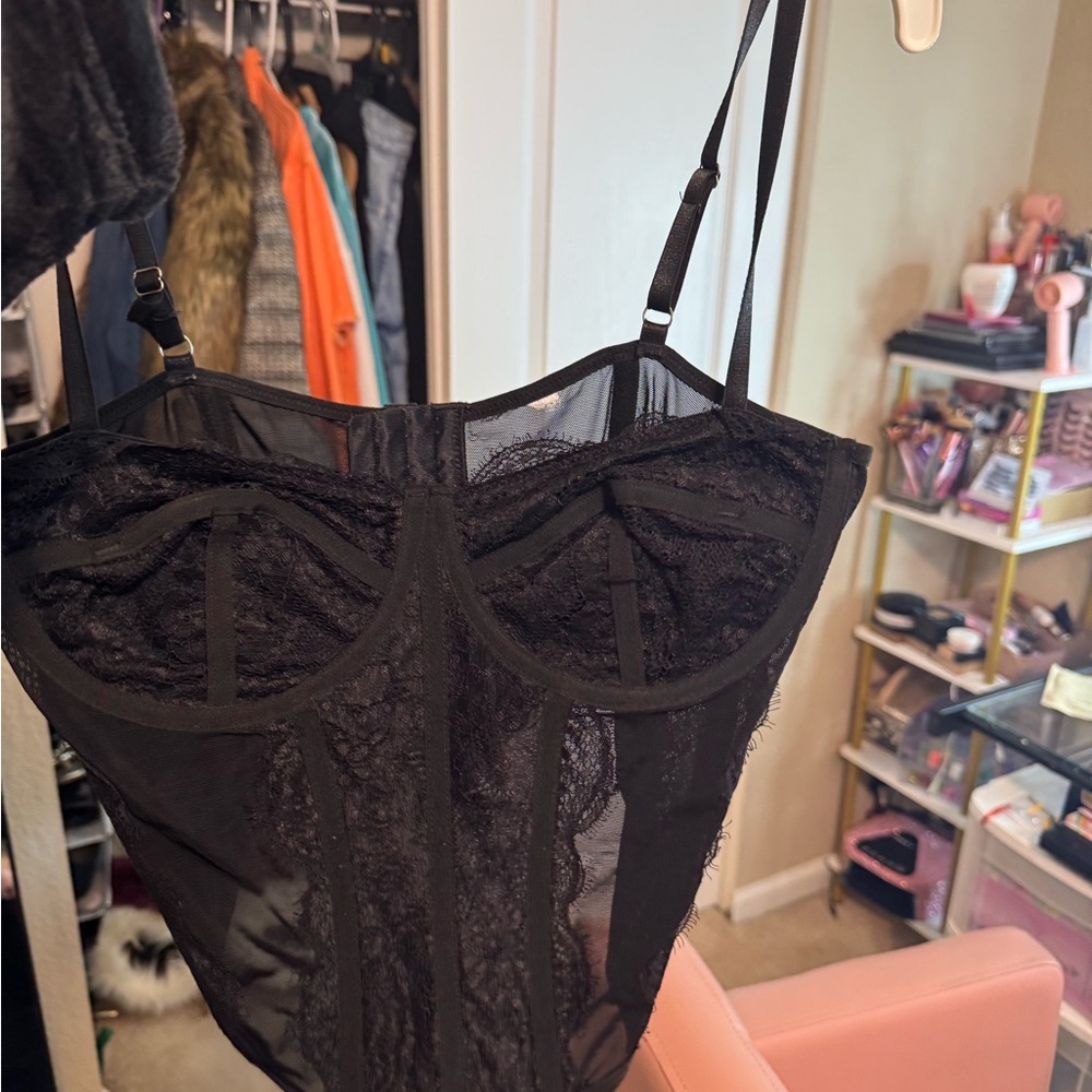 Amazon Black Lace Underwire Bodysuit